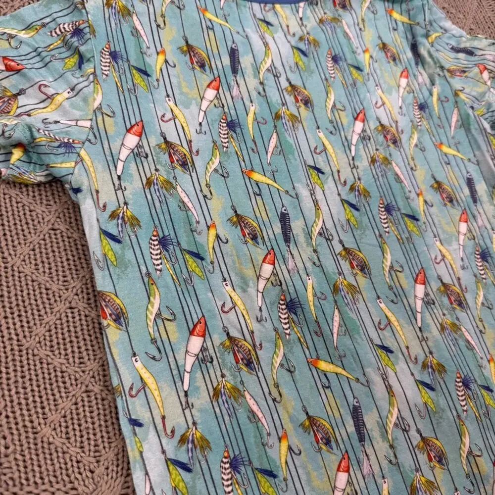 George Hats Kids Blue Fly Fishing Print Pajama Set ~ 5T